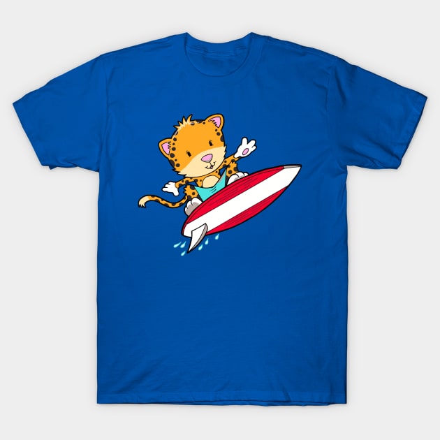 Cat Surfer T-Shirt by Benoeaves